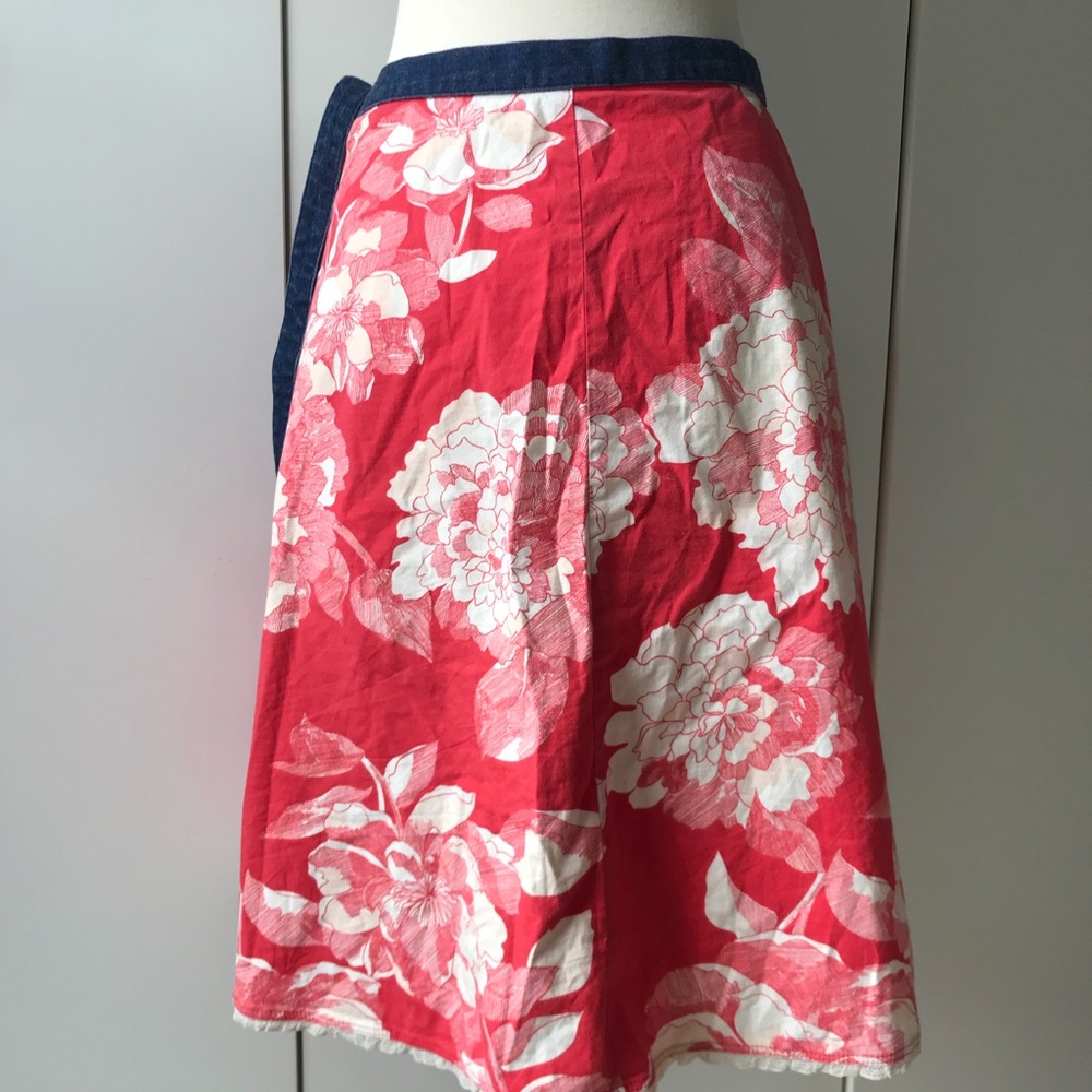 ANTHROPOLOGIE floral cotton wrap skirt
